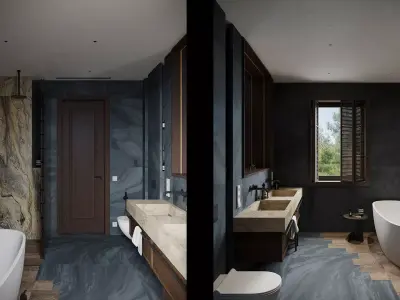 3D Interior Designed Scene of BATHROOM for two person 3D model