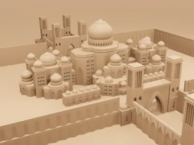 Mosque Architectural 3d Model with Render Scene   Low-poly 3D model