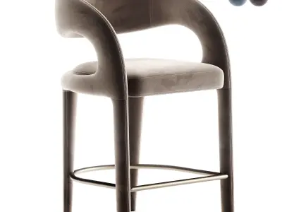 Alexander Mid Century Modern Light Grey  Iron e  Stool 3D model