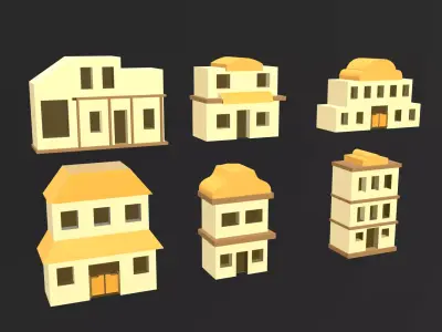 Cartoon Building Collection Low-poly 3D model