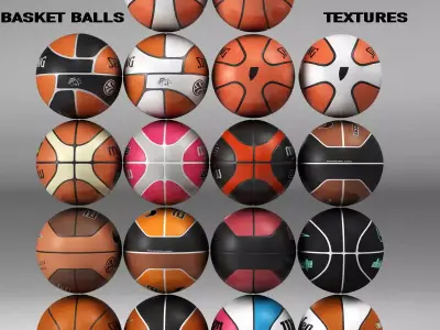 Basketball set 18 Low-poly 3D model