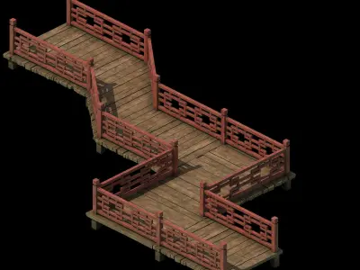 Game Building - nine - wooden bridge 23 3D model