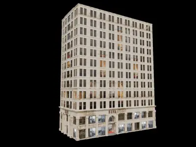 BANK BUILDING Low-poly 3D model
