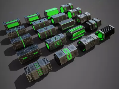 NGon Box Collection Metal Low-poly 3D model