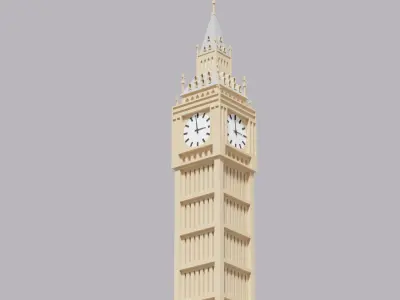 Cartoon London Big Ben Elizabeth Tower Low-poly 3D model