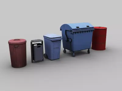 Wastbin Pack Low-poly 3D model