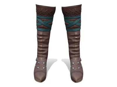 Wedge Heels Brown Leather Combat Boots Low-poly 3D model