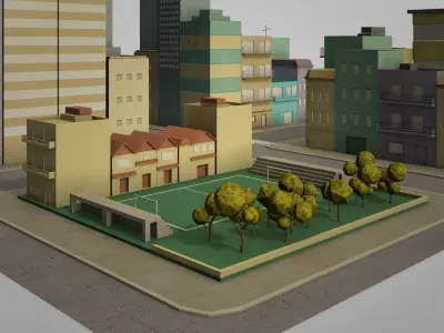 Lowpoly pack of 4 blocks Low-poly 3D model