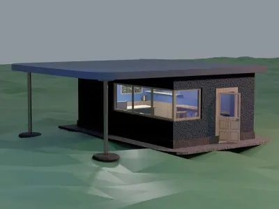 Stylized Old Cafe 3D model