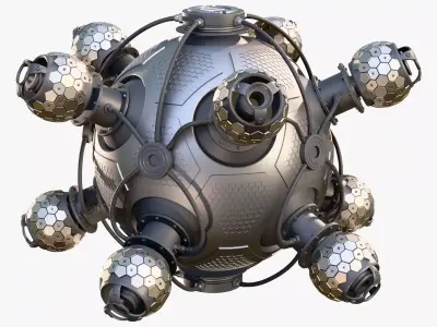 Abstract SciFi Spherical Core Hub M1 3D model