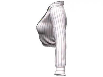 Female Long Sleeves Striped Tucked In Office Shirt With Tie Low-poly 3D model