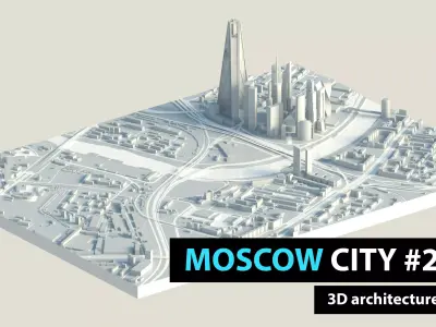 Moscow City Downtown Low-poly 3D model
