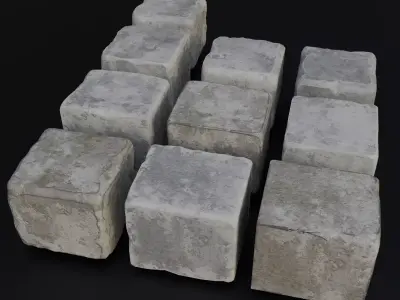 Props Concrete Barrier - Kit 006 Low-poly 3D model