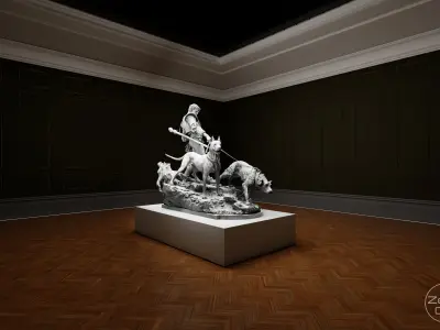 Art Museum Gallery Interior 8 - Textured - UE5 - Blender Low-poly 3D model