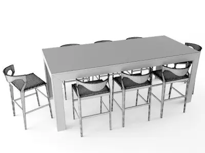 chair and table  Low-poly 3D model