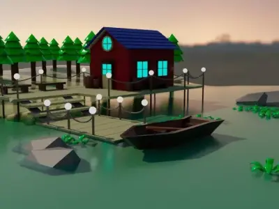 low poly house  Free low-poly 3D model