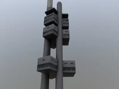 Prague Zizkov TV Tower Low-poly 3D model