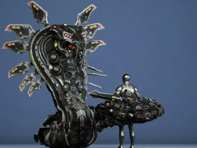 Sci-Fi Snake Low-poly 3D model