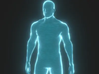 Animated Human Hologram Male 3D Model Low-poly 3D model