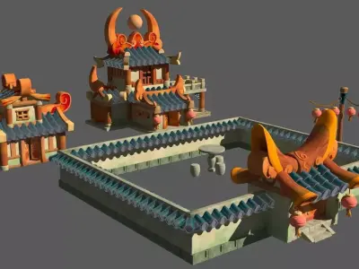 Cartoon Fantasy Architecture 3D model