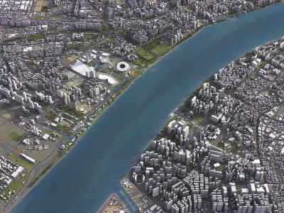 Hangzhou - 3D City Model Low-poly 3D model