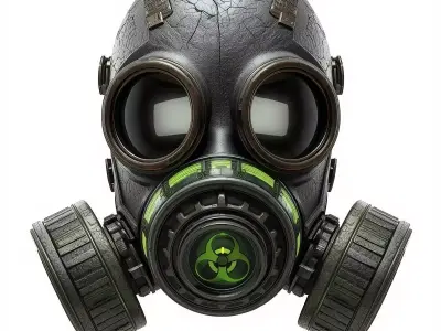 Biohazard Gas Mask 3D Model Contaminated Zone Survival Low-poly 3D model