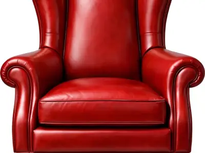 Classic Red Leather Wingback High Architectural Visualization 3D model