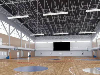 Modern Indoor Basketball Stadium Gymnasium 3D Asset 3D model