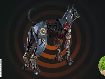 Futuristic Mech K9 - Rigged Cybernetic Guard Dog 3D model