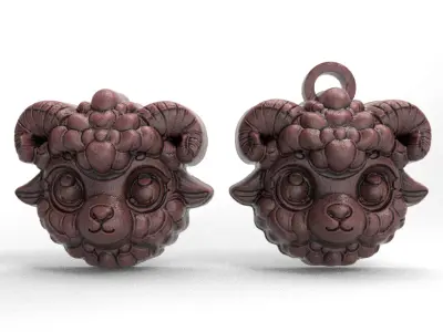 cute little ram head pentant  3D print model