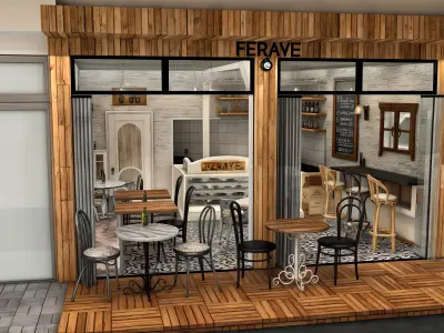 Cafe Interior Design Low-poly 3D model