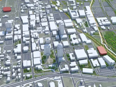 Winston Salem Downtown North Carolina USA Low-poly 3D model