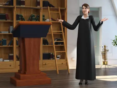  Female Judge Holding Gavel Rigged 