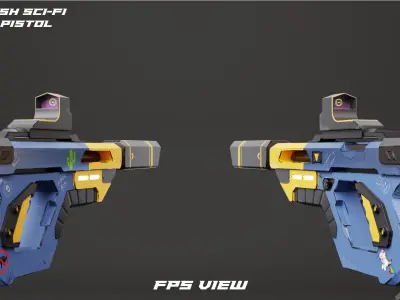 IMESH-SCIFI PISTOL Low-poly 3D model