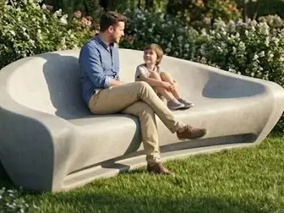 Organic Concrete Lounge Bench Low-poly 3D model