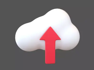 Cloud Upload Icon v1 004 Low-poly 3D model