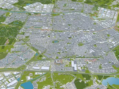 Tilburg Netherlands 50km Low-poly 3D model