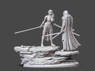 Duellist diorama - 35mm scale 3D print model