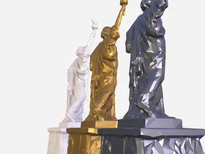 Statue of Liberty PolyArt Gold Material Low-poly 3D model