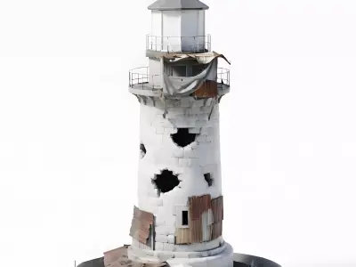 Repurposed Post-Apocalyptic Lighthouse Shelter 3D Model Low-poly 3D model