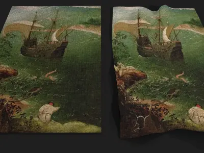 Landscape with the Fall of Icarus Low-poly 3D model