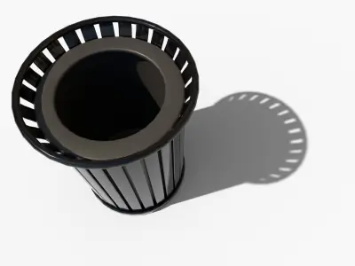 trash can Low-poly 3D model 9