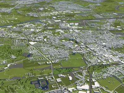 Gelsenkirchen Germany 50x50km 3D City Map 3D model