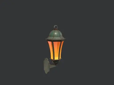 Lantern street lamp Low-poly 3D model