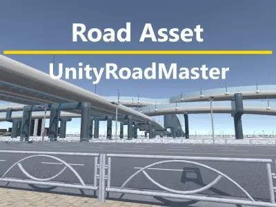 UnityRoadMaster Crossing and Road Package Low-poly 3D model