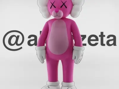 Kaws Pink Panther Textured Low-poly 3D model