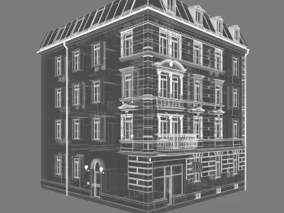 Residential City Building - Corner - 21 - Stucco 3D model
