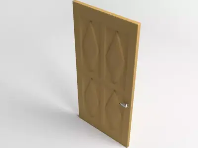 Door 8 wooden with pattern 3D model