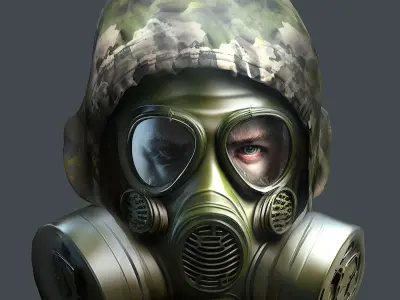 Gas mask helmet 3d model military combat  Low-poly 3D model