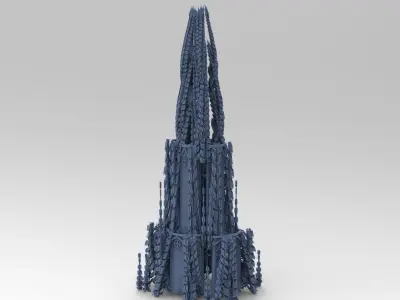 Grand Sci-Fi Gothic Ruined Tower 1 3D model